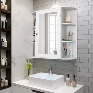 Bathroom mirror with a cabinet