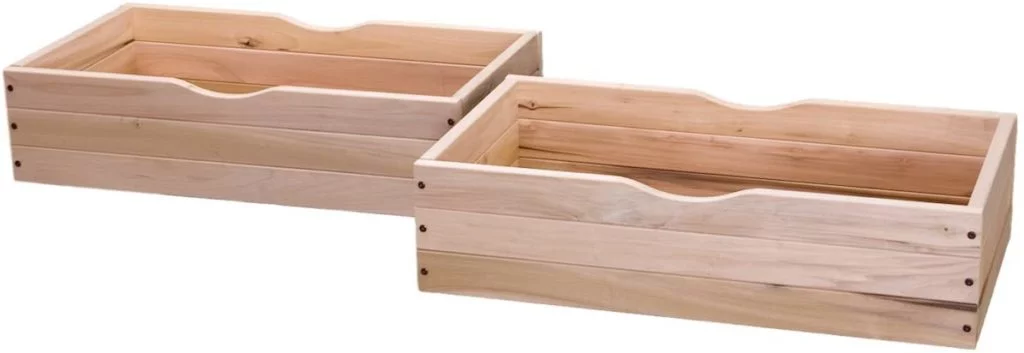 Wooden open top bed drawers