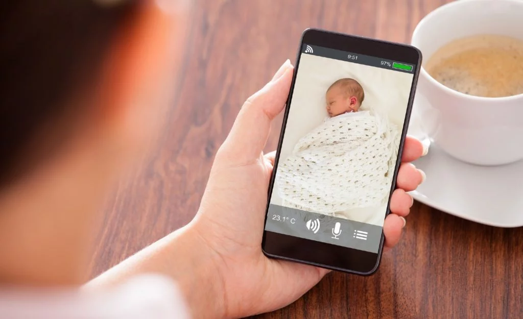 Watching baby on smartphone