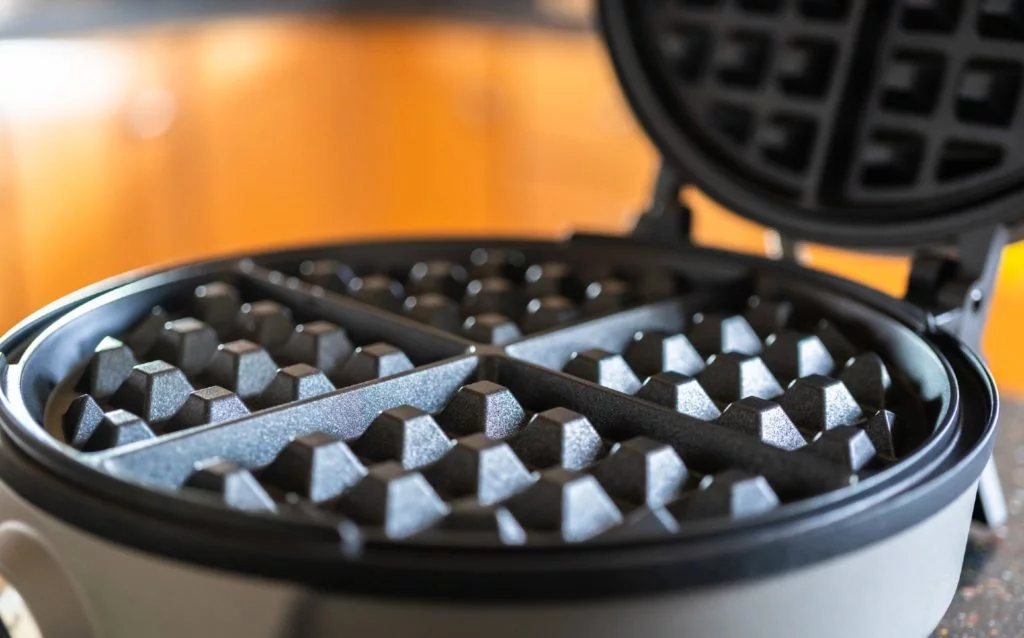 Close-up photo of waffle maker plates