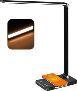 AFROG black LED desk lamp with wireless charging base